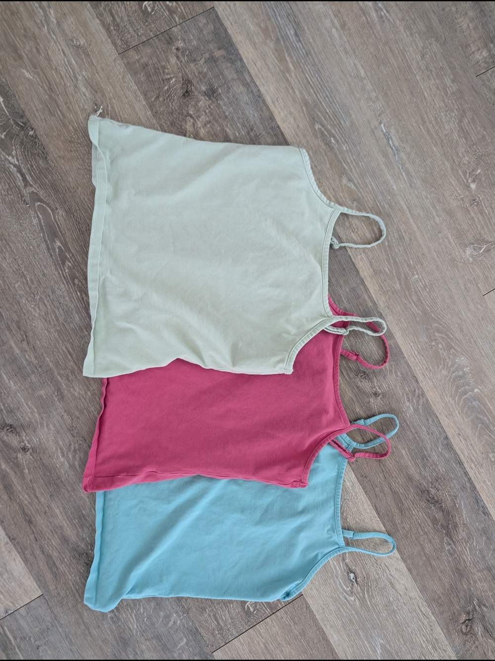 Girls’ Triple Pack Spaghetti Strap Tank Tops - Cream, Pink, Aqua